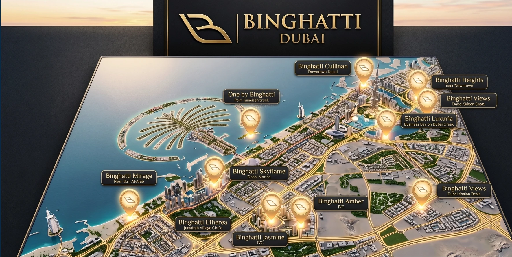 Binghatti Dubai project locations map